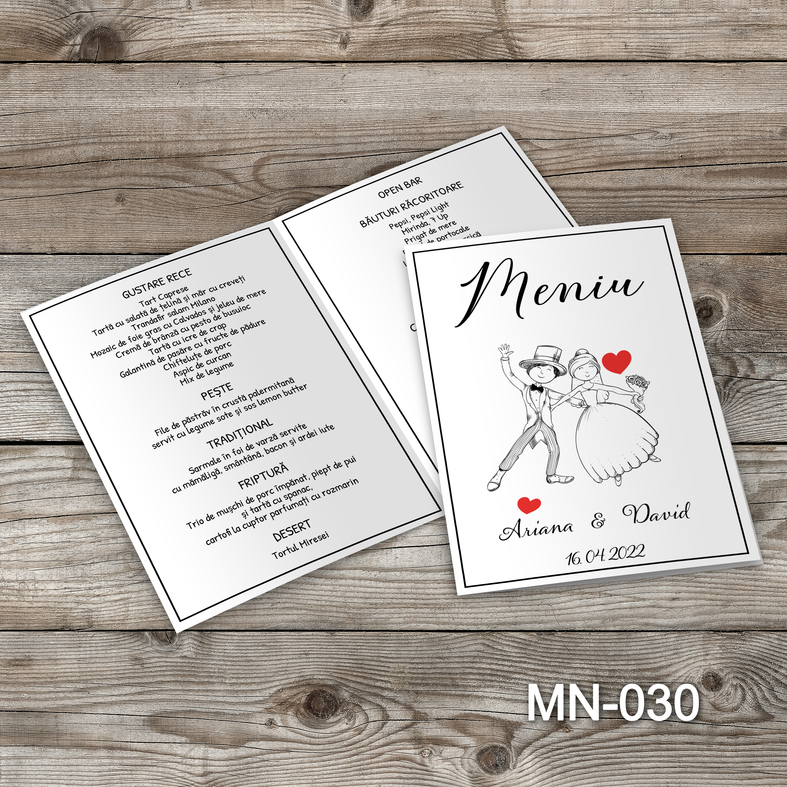 meniu nunta tip carte MN-030