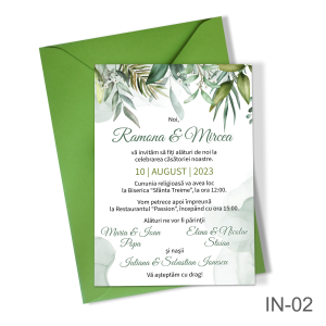 Invitatii nunta simple cu decoratiuni florale - IN-02